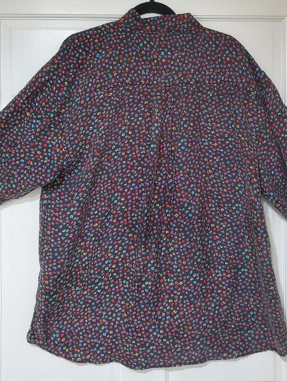 Summa Men's Vintage 100% Silk Button Down Shirt Size L Multicolor Mosaic - Picture 3 of 6